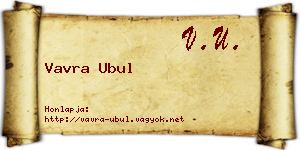 Vavra Ubul névjegykártya